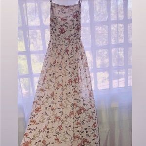 Lace Up Open Back Floral Dress